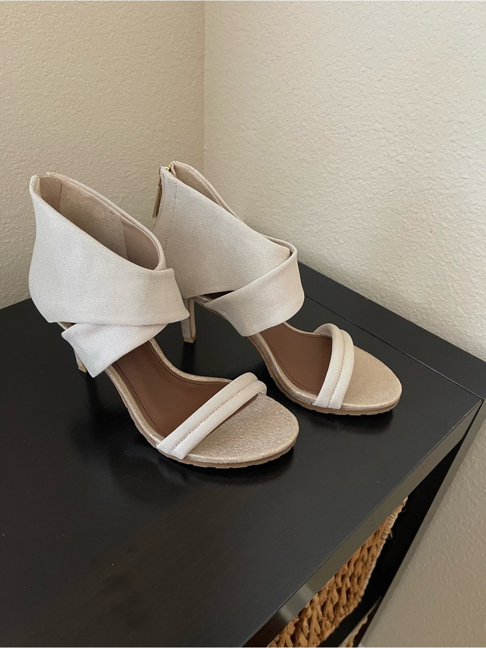 Donald J. Pliner Cream Wrap Ankle High Heel Sandals